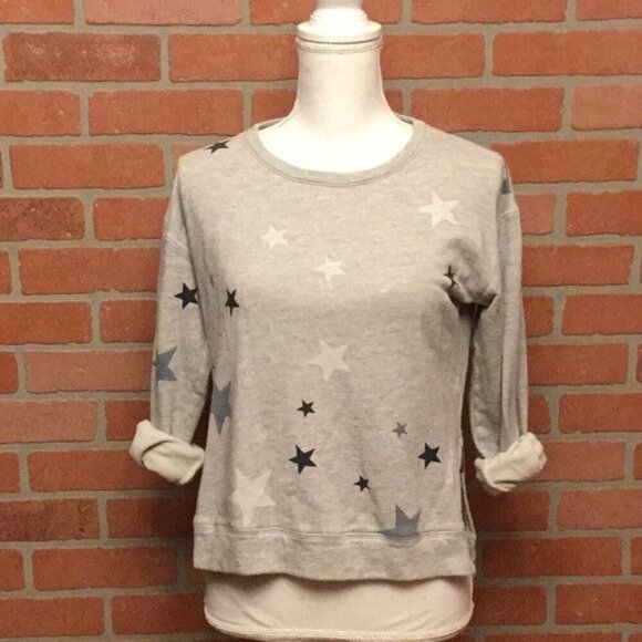 Sundry Womens Stars Top Sweatshirt Size 0 gray long sleeve athleisure comfy - Picture 3 of 8